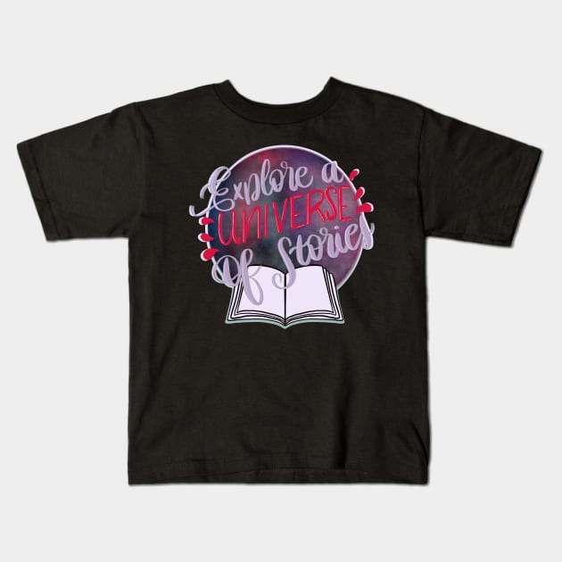 Explore a universe of stories Kids T-Shirt by PrintAmor